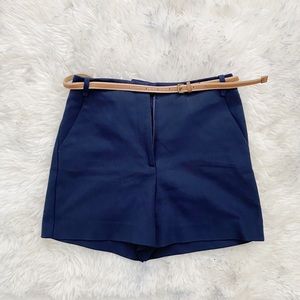 Zara Navy Blue Belted Shorts size XS